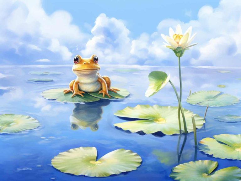 Frog and water lily
