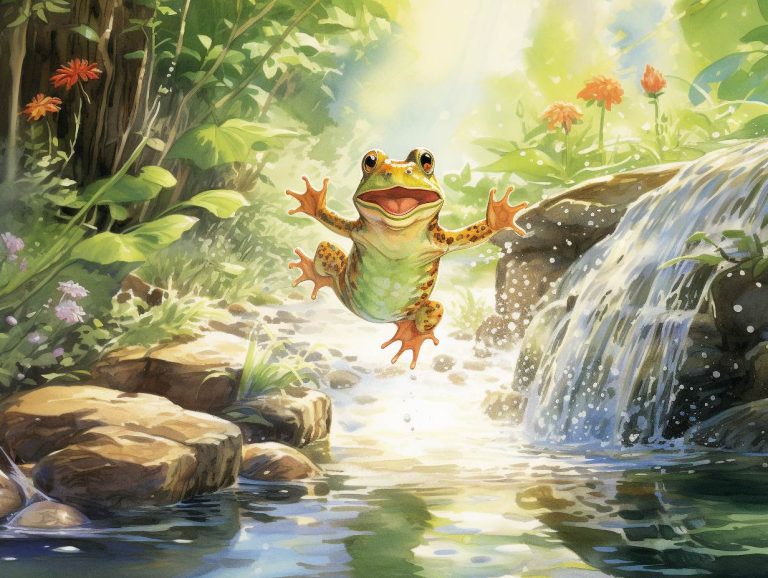 Frog enjoying summer bath