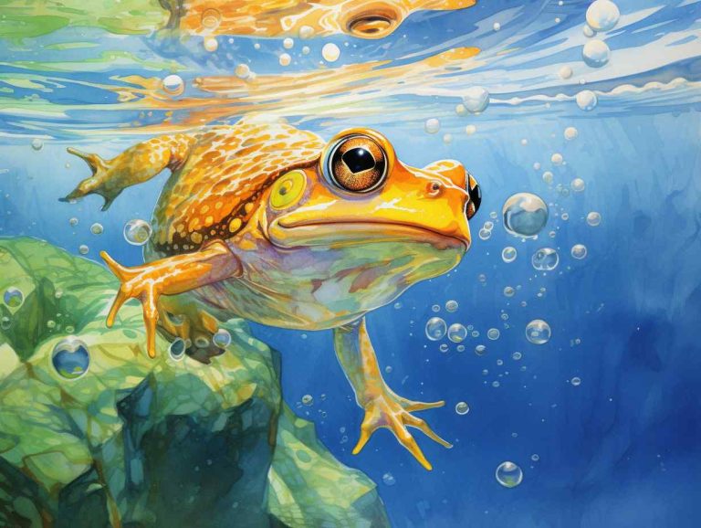 Silently swimming frog