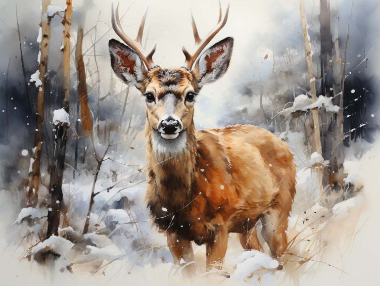 A young dear in a wintry forest