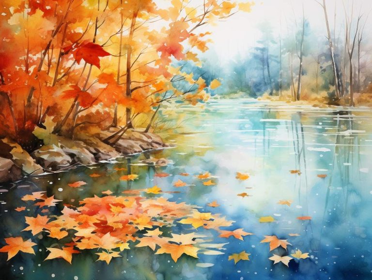 Leaves falling in autumn