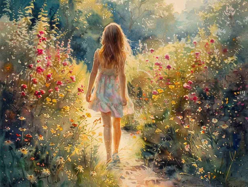 Sunlight dancing in her hair