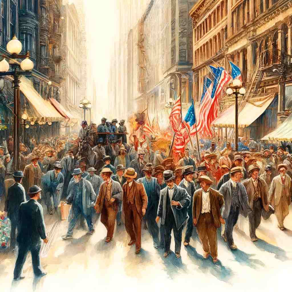 Bustling Protest Scene