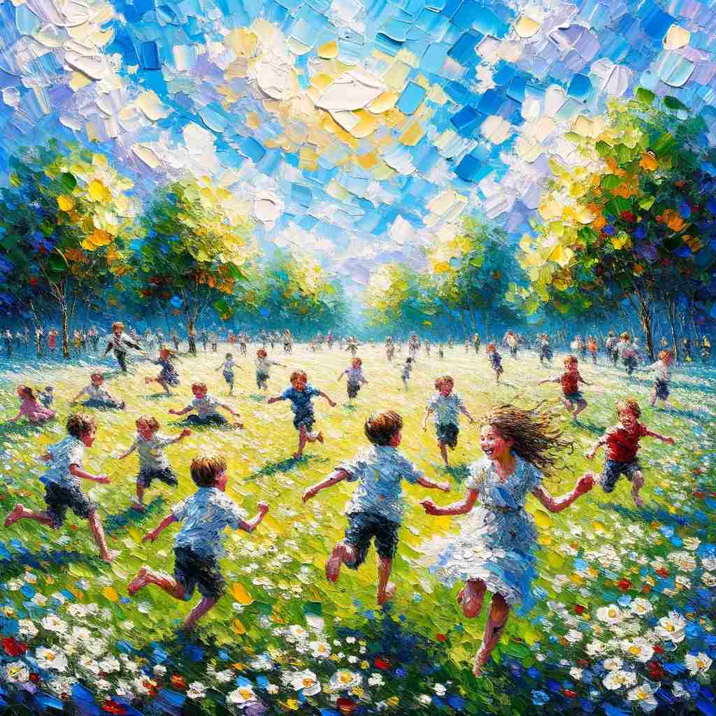 Kids playing in the afternoon sun