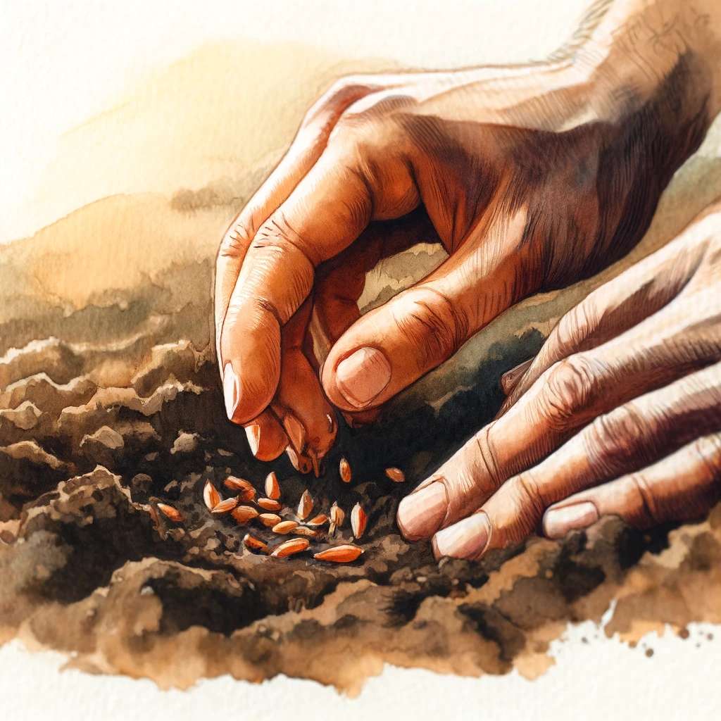 Planting seeds in the fertile earth