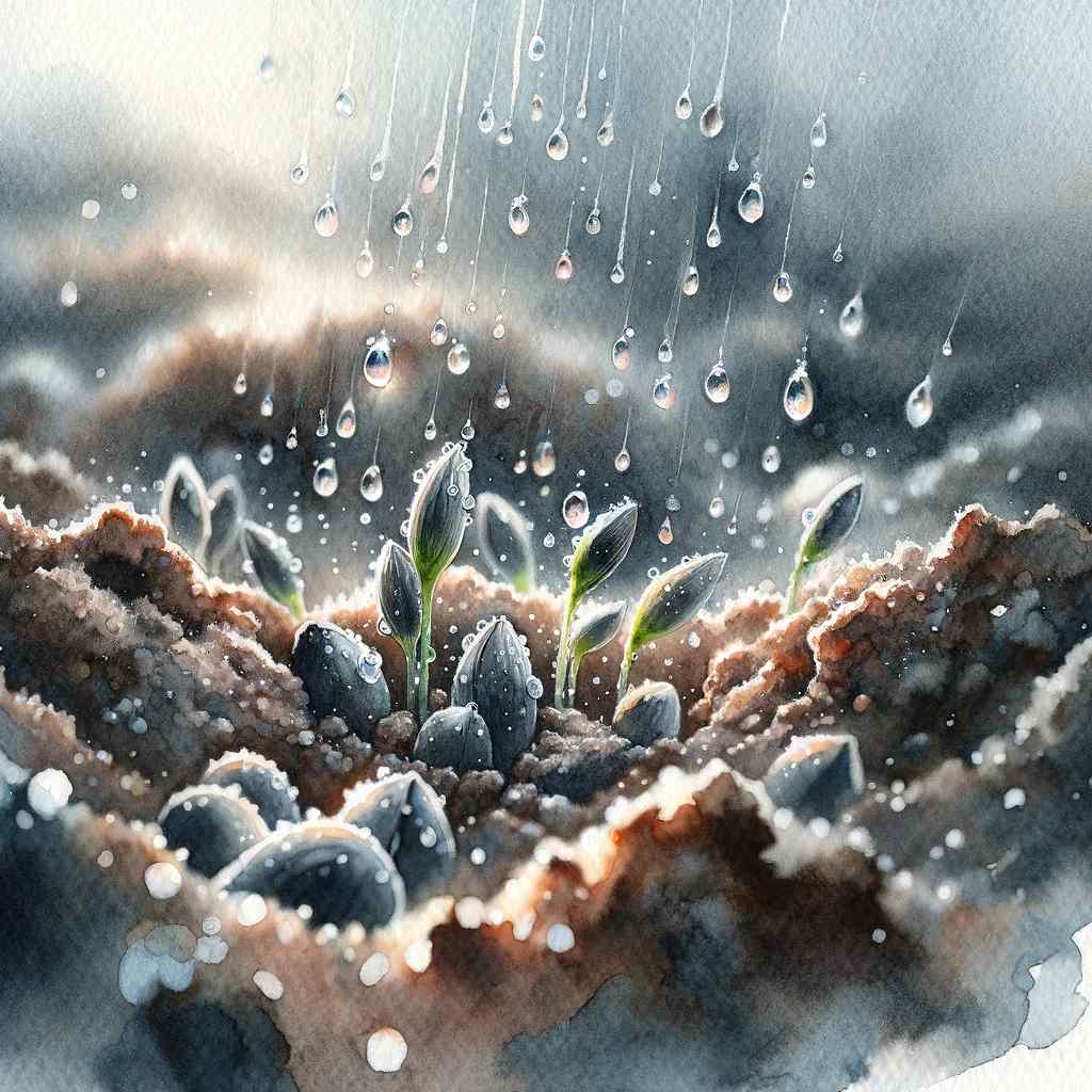 Rain on sprouts