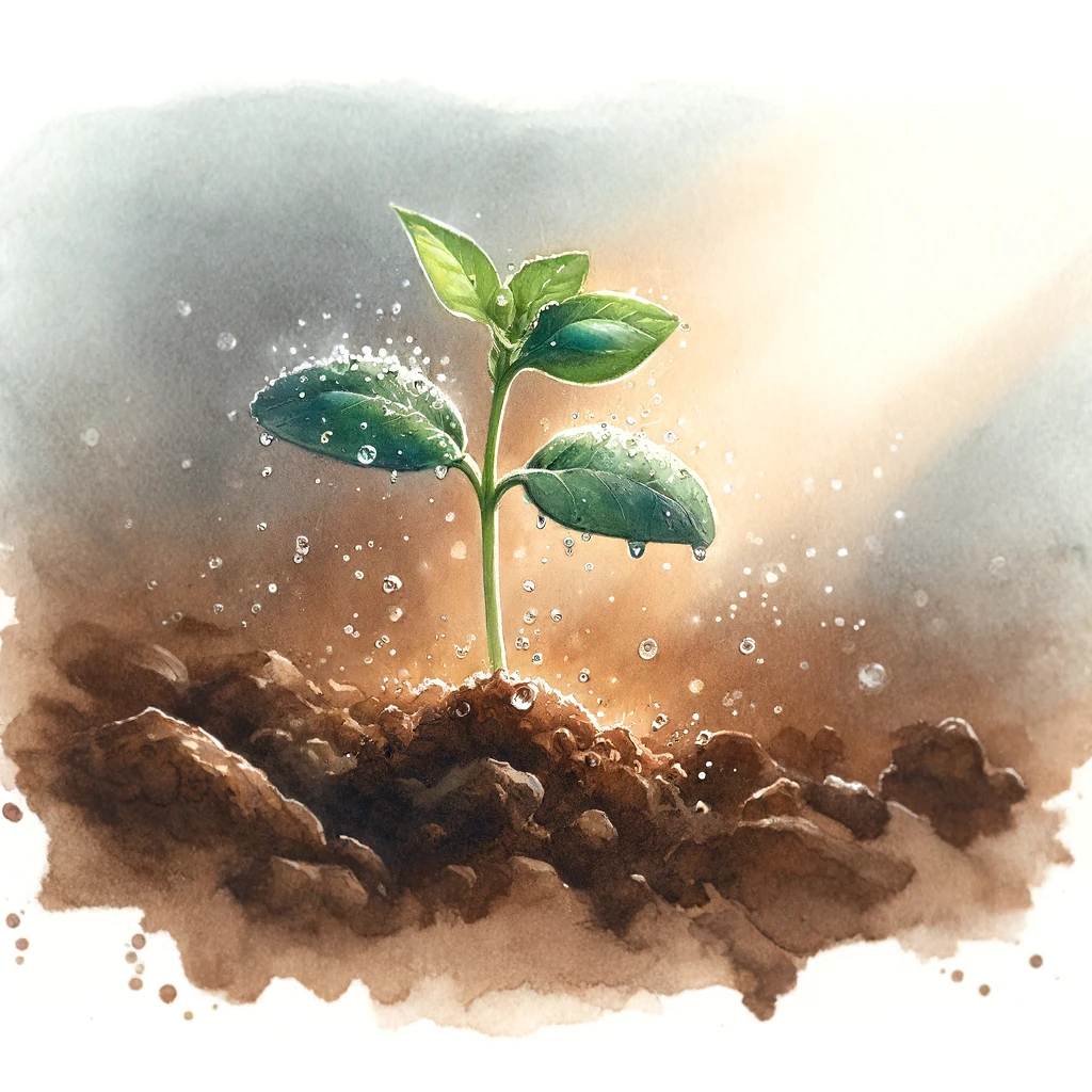 Raindrops on seedlings