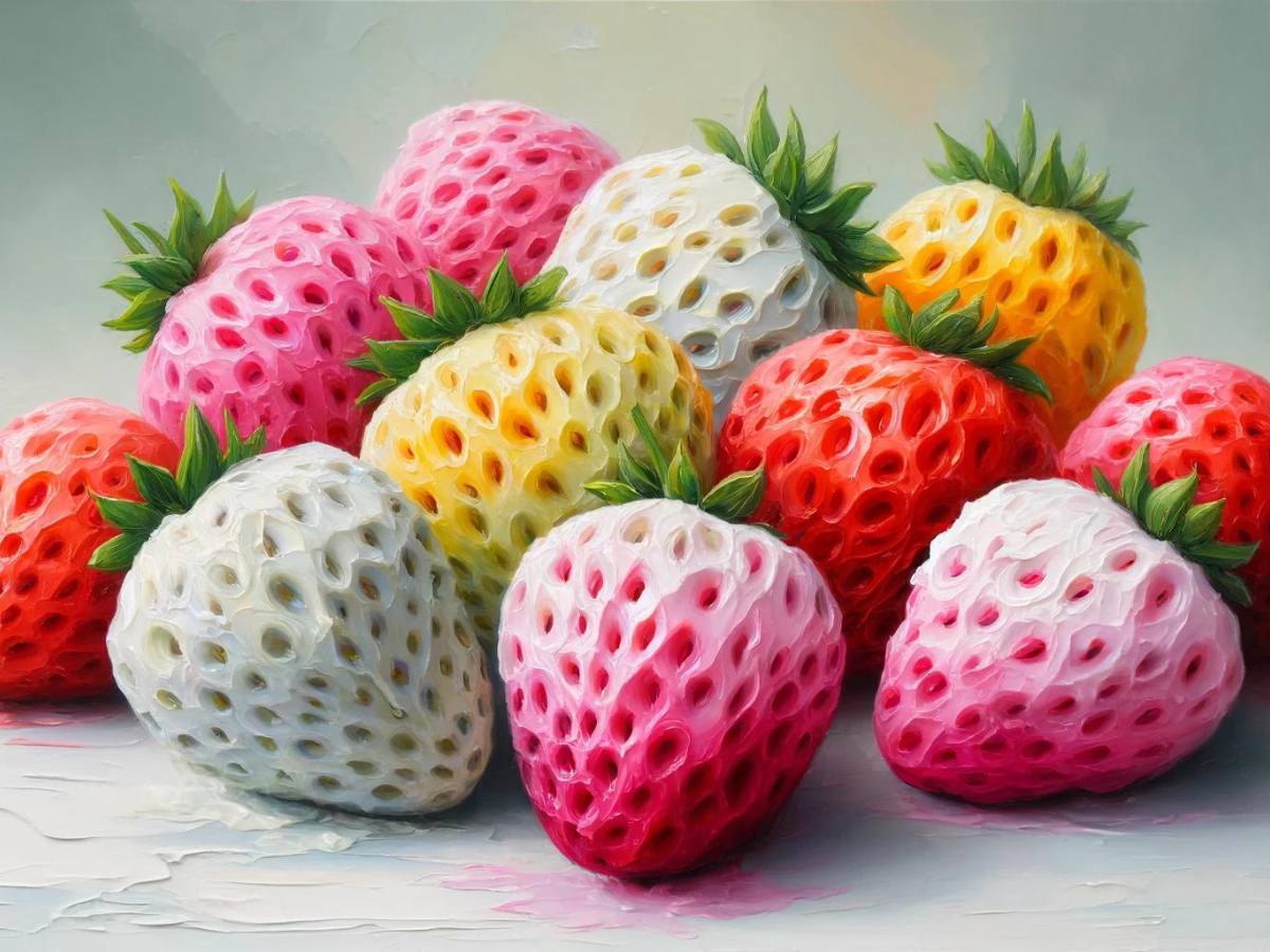 Strawberries of different colors