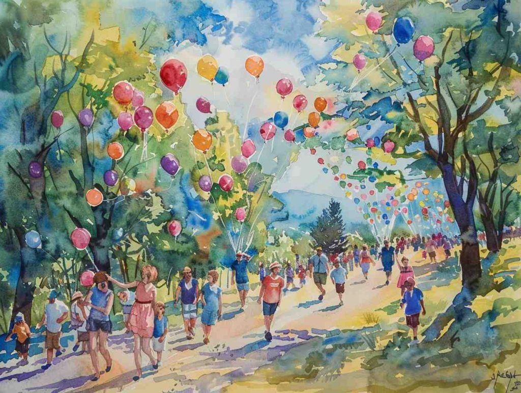 The vibrant energy of a May parade under sunny skies,