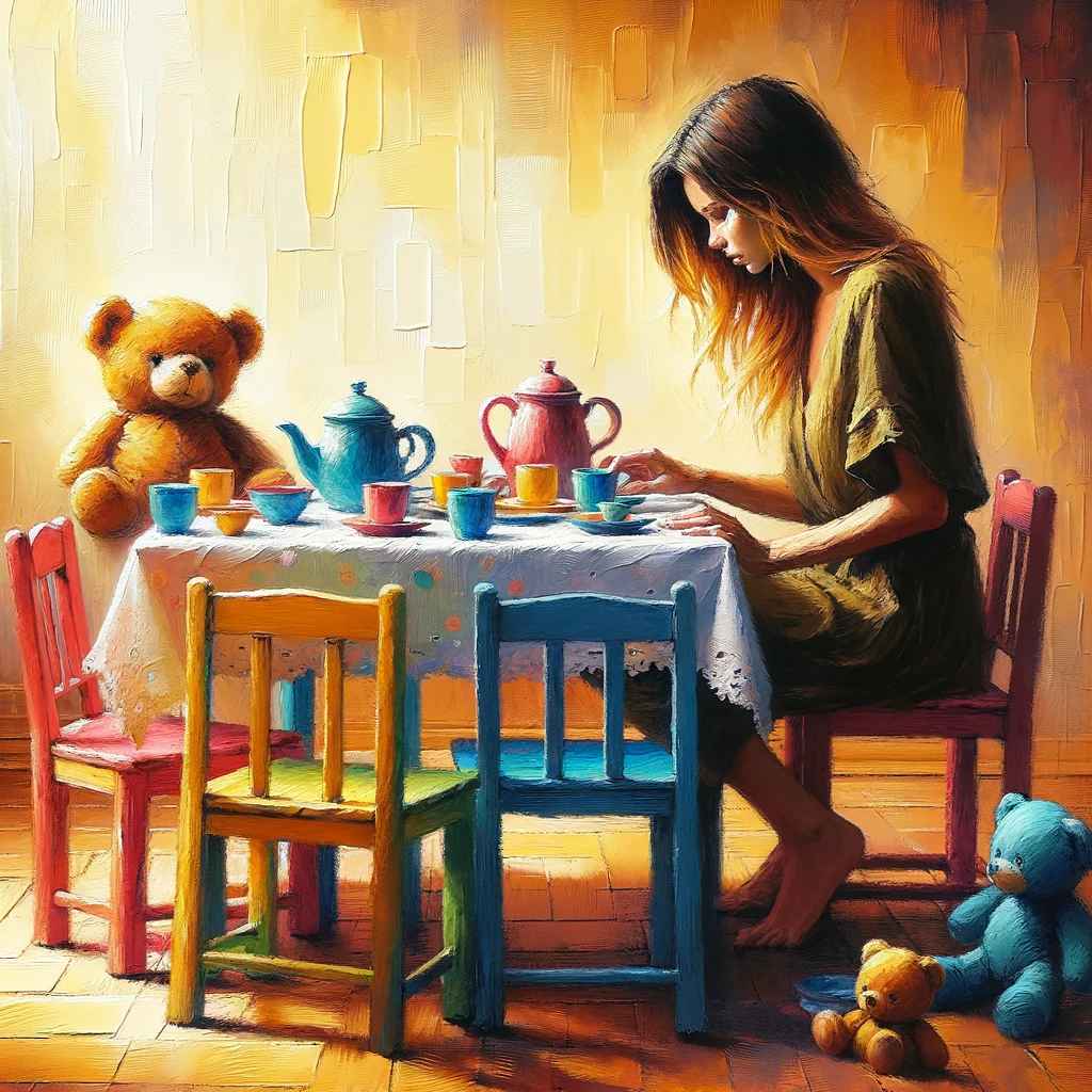 Mommy looks at the toys used by her expired daughter