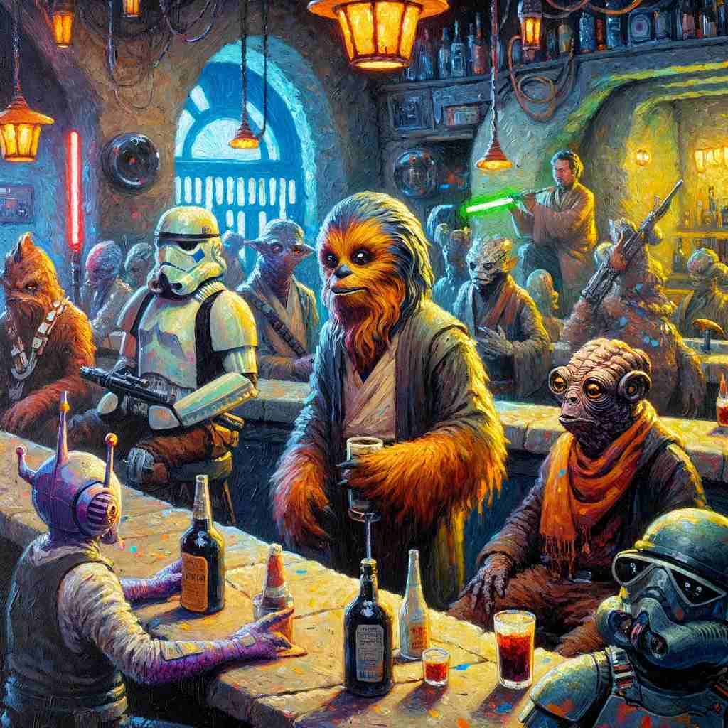 The bustling interior of Mos Eisley
