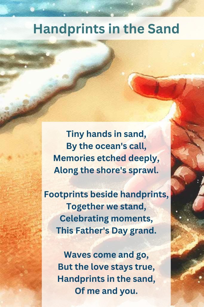 Printable version of the father's day poem 'Handprints in the Sand'