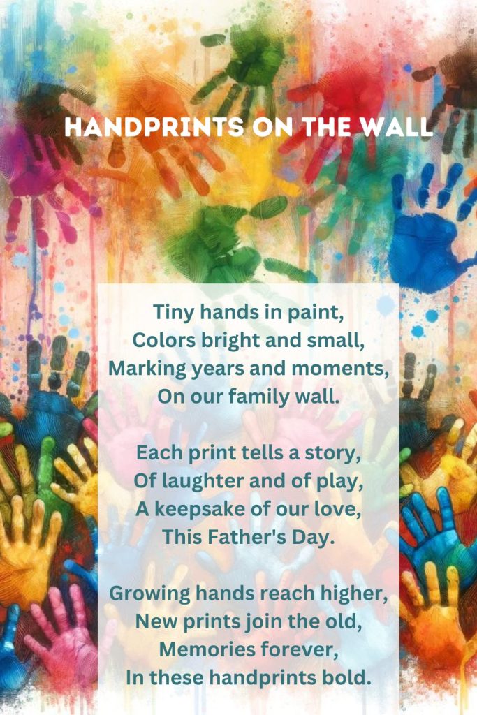 Printable version of the father's day poem 'Handprints on the Wall'