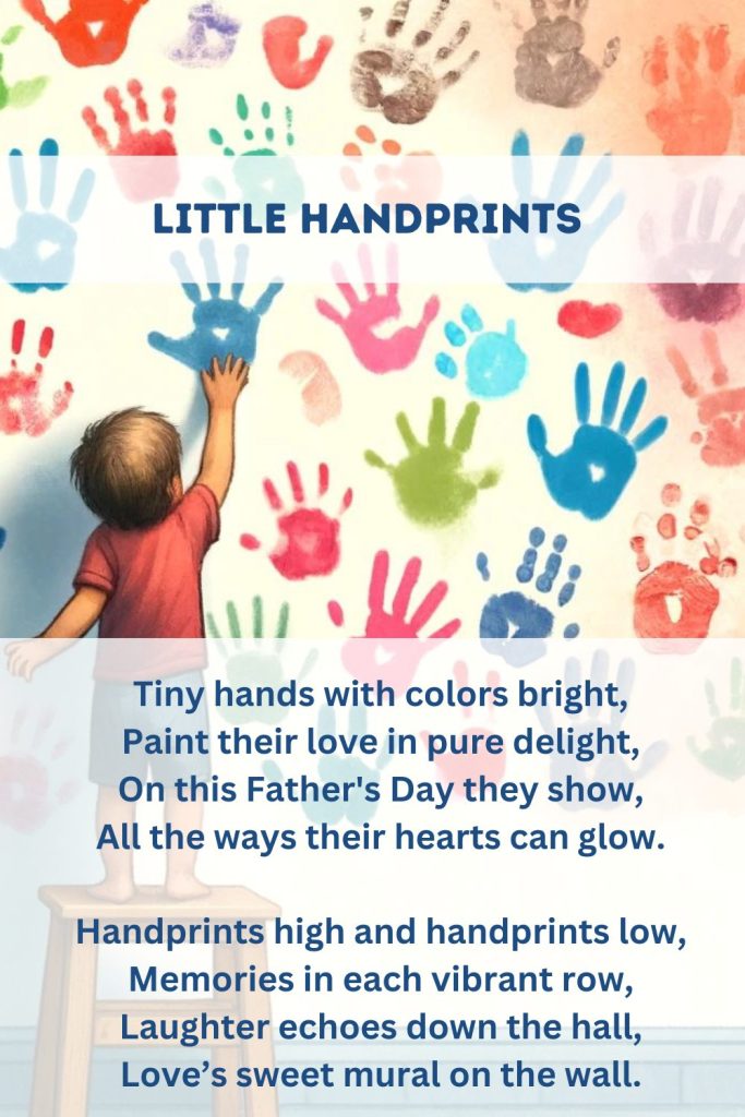 Printable version of the father's day poem 'Little Handprints'