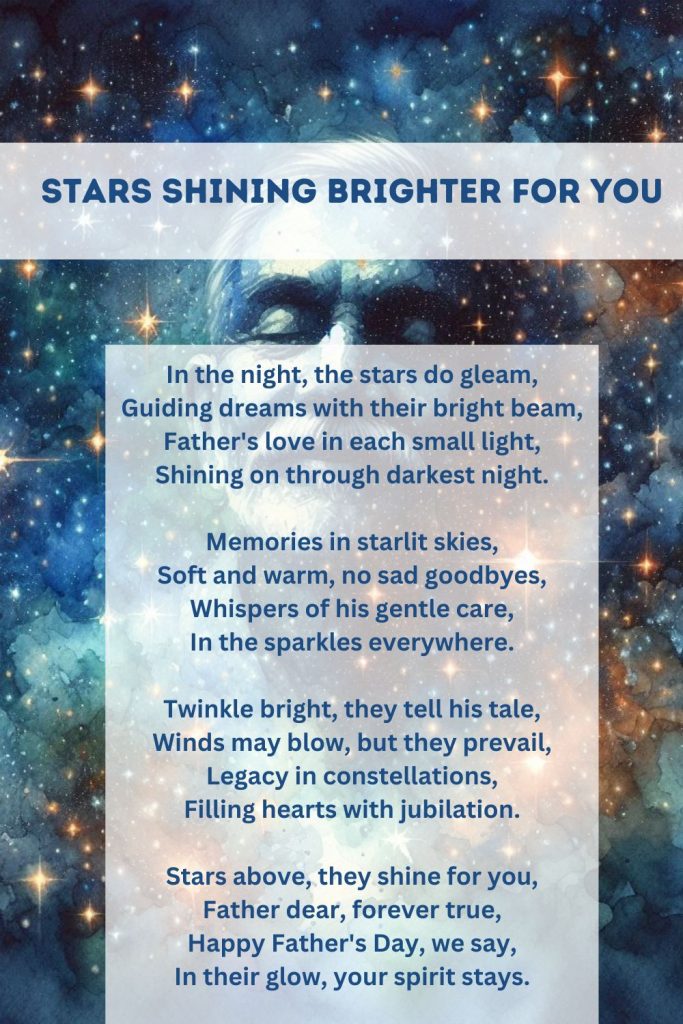 Printable version of the father's day poem 'Stars Shining Brighter for You'